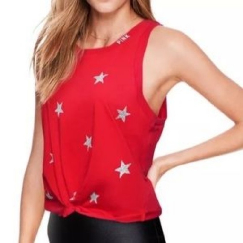 NWOT VS PINK Red and Silver Stars Tank